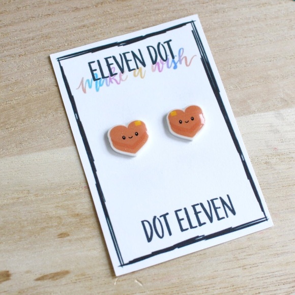 Kawaii Pancake Stack Heart Butter Stud Earrings - Picture 1 of 8